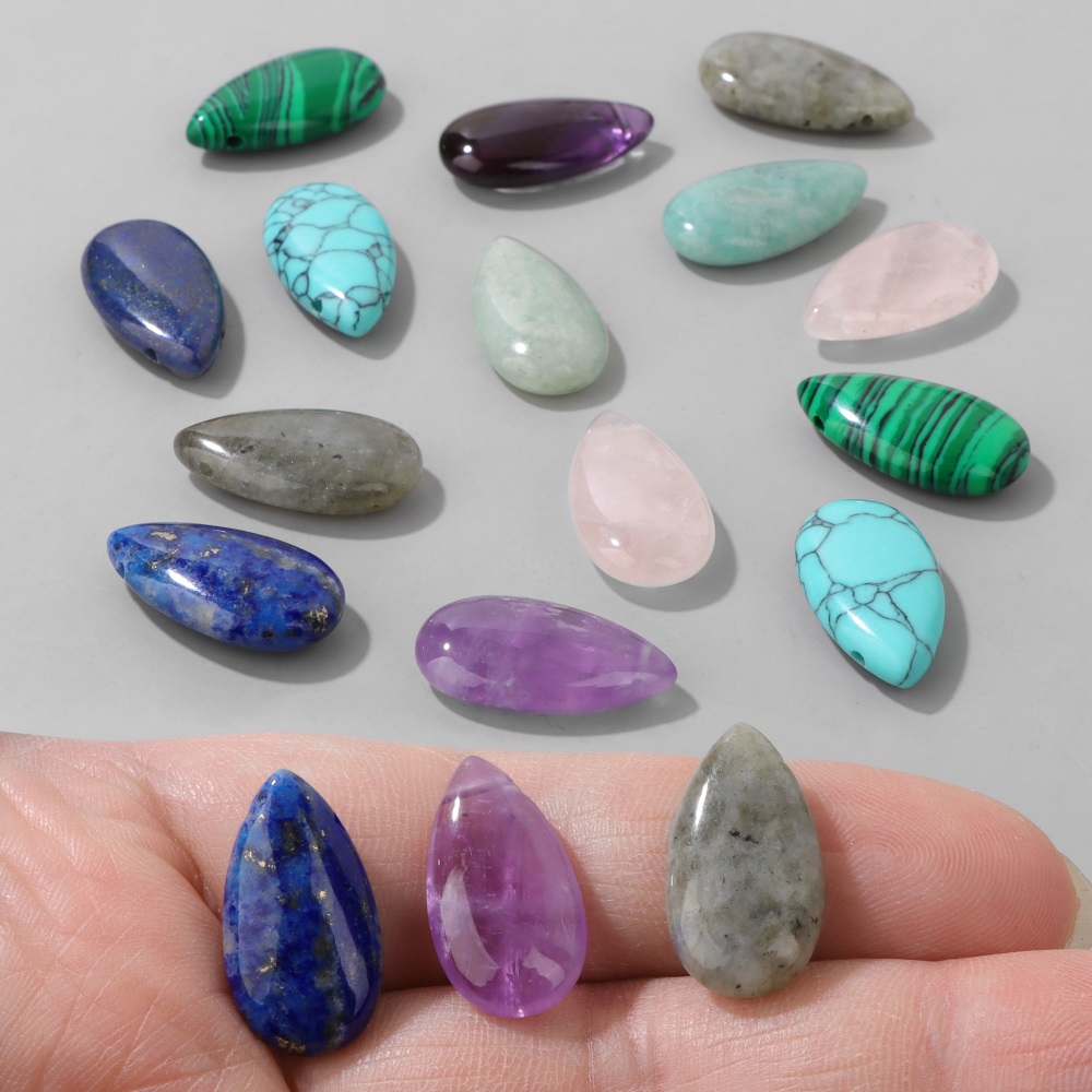 2PCS Natural Teardrop Stone Pe - Jewelry Making Gemstones recension och pris